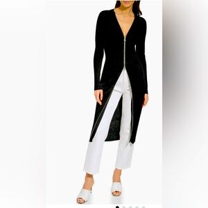 NWT DKNY Women’s Front Zip Long Sleeve Rib Midi Dress | Black | Medium